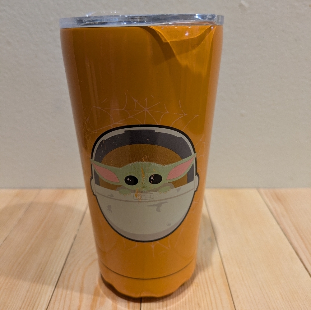 Orange Tumbler with Baby Yoda Design 12 Oz